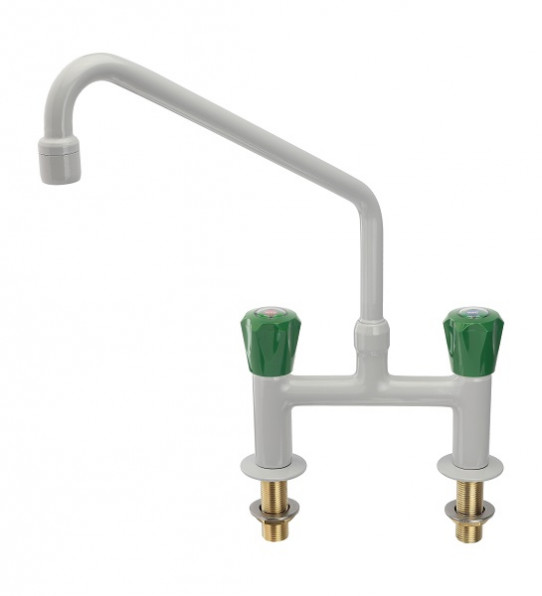 Cold and hot water mixer, bench mounted, 150mm centres, aerator