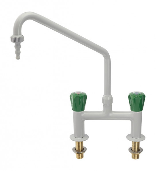 Cold and hot water mixer, bench mounted, 150mm centres, removable nozzle