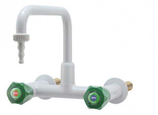 Cold and hot water mixer, wall mounted, 150mm centres, removable nozzle