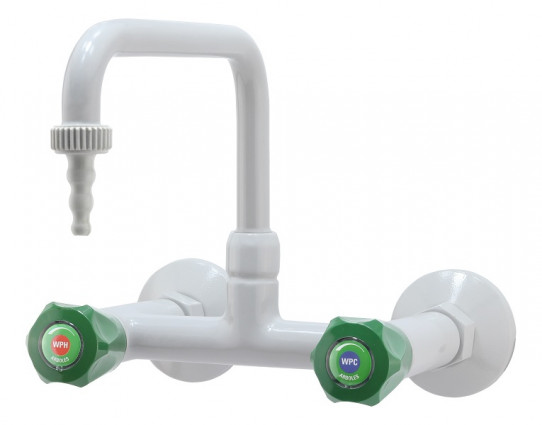 Cold and hot water mixer, wall mounted, adjustable centres, removable nozzle