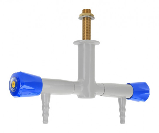 Two way angle tap at 180º for compressed air, pendant mounted