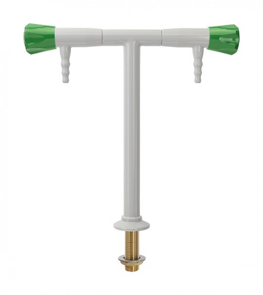 Two way bib tap at 180º for water, bench mounted