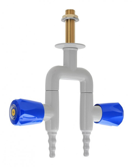 Two way opposite taps for compressed air, pendant mounted